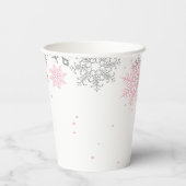 冬の赤ちゃんシャワーピンク銀雪 紙コップ (裏面)