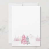 冬の赤ちゃんシャワーベアとスノーピンク招待状 セーブザデート (裏面)