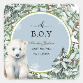 冬の赤ちゃんシャワーベビーシャワー招待状 スクエアシール (正面)