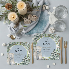 冬の赤ちゃんシャワーベビーシャワー招待状 ペーパープレート