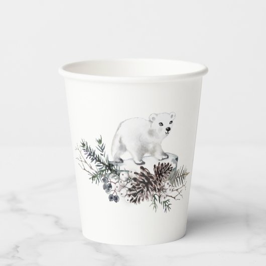 冬の赤ちゃんシャワーホッキョクグマ 紙コップ (裏面)