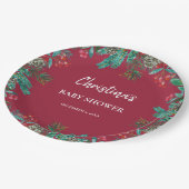 冬の赤ちゃんシャワーレッド ペーパープレート (アングル)