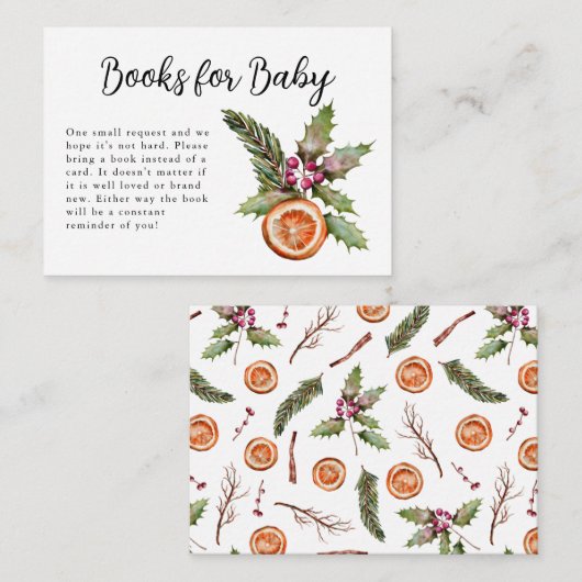 冬の赤ちゃんシャワー予約リクエスト エンクロージャーカード (正面/裏面)