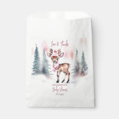 冬の赤ちゃんシャワー可愛い鹿ピンク感謝していユー フェイバーバッグ (正面)
