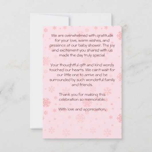 冬の赤ちゃんシャワー可愛い鹿ピンク感謝していユー 招待状 (裏面)