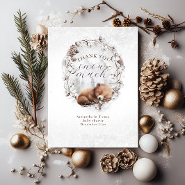 冬の赤ちゃんシャワー外のウッドランドベア寒さ サンキューカード