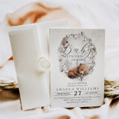 冬の赤ちゃんシャワー外のウッドランドベア寒さ 招待状