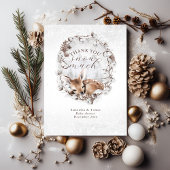 冬の赤ちゃんシャワー外のウッドランド鹿コールド サンキューカード