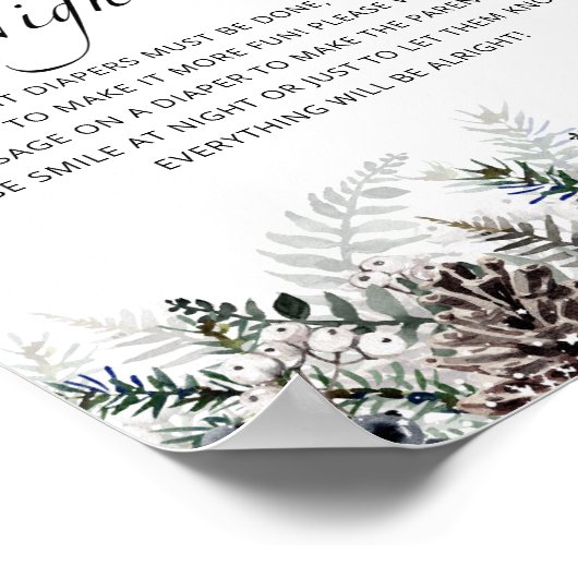 冬の赤ちゃんシャワー夜遅くのおむつゲーム ポスター (角)