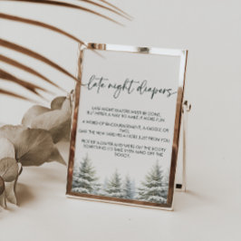 冬の赤ちゃんシャワー夜遅くのおむつサイン ポスター