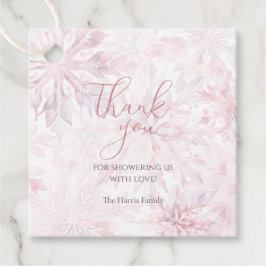 冬の赤ちゃんシャワー女の子ピンクの雪感謝してい片 フェイバータグ