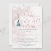 冬の赤ちゃんシャワー女の子ベビーそれはBab外で寒い 招待状 (正面)