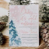 冬の赤ちゃんシャワー女の子ベビーそれはBab外で寒い 招待状