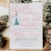 冬の赤ちゃんシャワー女の子ベビーそれはBab外で寒い 招待状