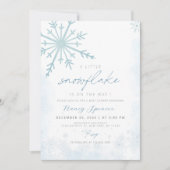 冬の赤ちゃんシャワー小さなスノーフレーク 招待状 (正面)