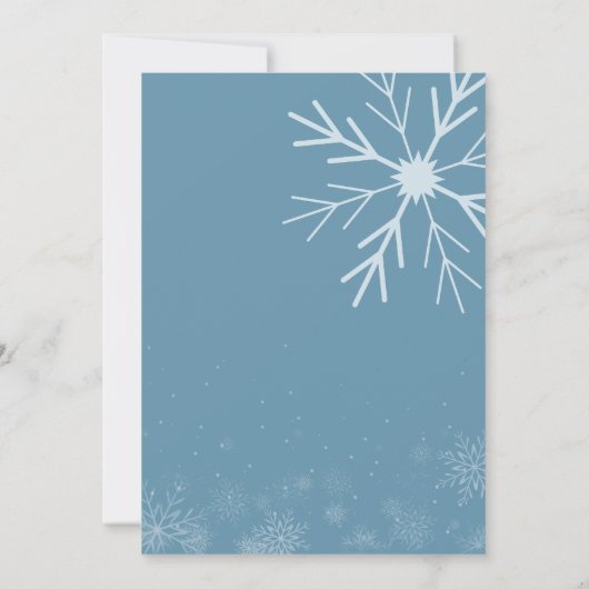 冬の赤ちゃんシャワー小さなスノーフレーク 招待状 (裏面)