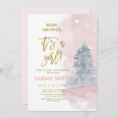 冬の赤ちゃんシャワー少女 招待状 (正面/裏面)