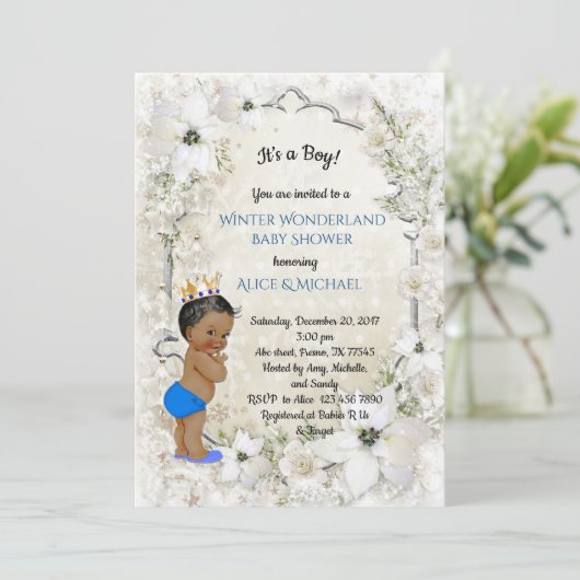 冬の赤ちゃんシャワー少年,白,冬のワンダーランド 招待状 (スタンド正面)