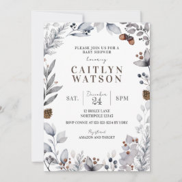 冬の赤ちゃんシャワー招待状男女兼用、 招待状