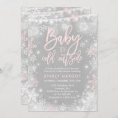 冬の赤ちゃんシャワー招待状素朴冬のシャワー 招待状 (正面/裏面)