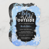 冬の赤ちゃんシャワー招待状 – 男の子の赤ちゃんシャワー 招待状 (正面/裏面)