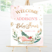 冬の赤ちゃんシャワー歓迎そりの寒さ外 ポスター