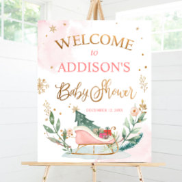 冬の赤ちゃんシャワー歓迎そりの寒さ外 ポスター