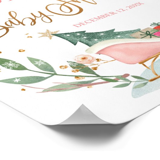 冬の赤ちゃんシャワー歓迎そりの寒さ外 ポスター (角)