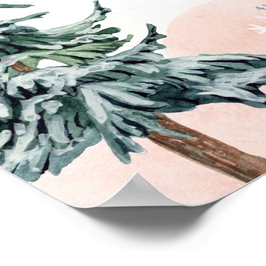 冬の赤ちゃんシャワー歓迎サイン赤ちゃん女の子 ポスター (角)