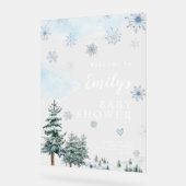 冬の赤ちゃんシャワー歓迎サイン、青い赤ちゃんシャワー アクリルサイン (傾斜)