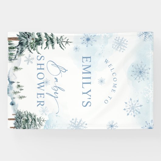 冬の赤ちゃんシャワー歓迎バナー 横断幕 (横)