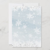 冬の赤ちゃんシャワー男の子ベビー外は寒いベビー 招待状 (裏面)