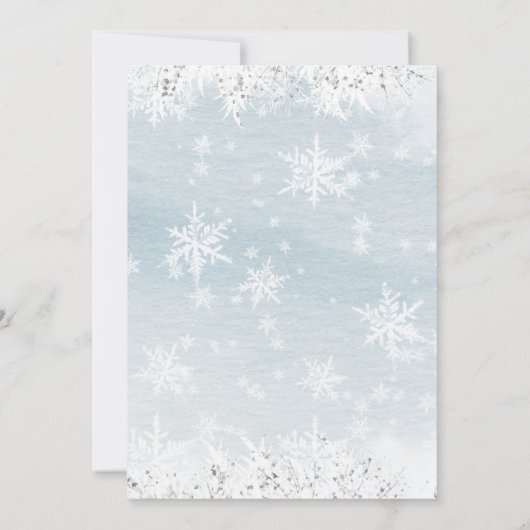 冬の赤ちゃんシャワー男の子ベビー外は寒いベビー 招待状 (裏面)