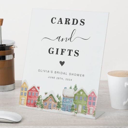 冬の赤ちゃんシャワー雪のカードとギフトサイン 台座サイン (インサイチュ)