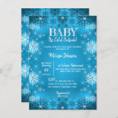 冬の赤ちゃんシャワー雪片の外は寒い 招待状 (正面/裏面)