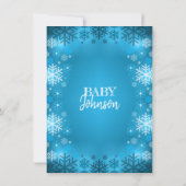 冬の赤ちゃんシャワー雪片の外は寒い 招待状 (裏面)