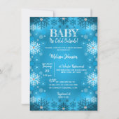 冬の赤ちゃんシャワー雪片の外は寒い 招待状 (正面)