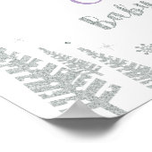 冬の赤ちゃんシャワー、女の子、ピンクのウェルカムサイン ポスター (角)