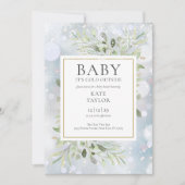 冬の赤ちゃんシャワーQRコードデザイン Baby It's Cold Outside 招待状 (正面)