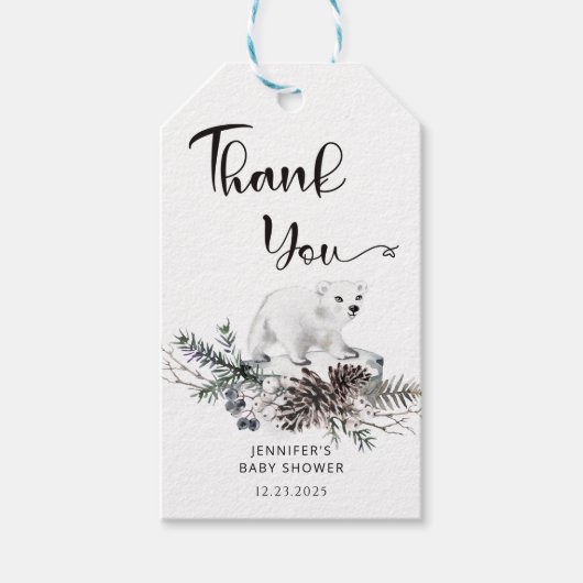 冬の赤ちゃん感謝していシャワーあなた ギフトタグ (正面)