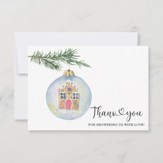 冬の赤ちゃん感謝していシャワーあなた サンキューカード (正面)