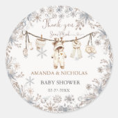 冬の赤ちゃん服ベビーシャワーありがとう ラウンドシール (正面)
