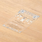 冬の赤ちゃん服ベビーシャワー アクリル招待状 (レイダウン)