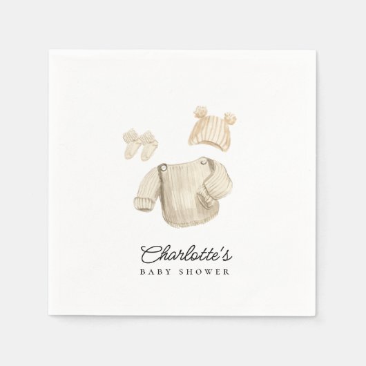 冬の赤ちゃん服男女兼用赤ちゃんシャワー スタンダードカクテルナプキン (正面)