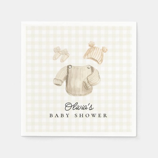 冬の赤ちゃん服男女兼用赤ちゃんシャワー スタンダードカクテルナプキン (正面)