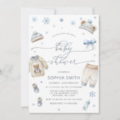 冬の赤ちゃん服 男の子 ベビーシャワー招待状 招待状 (正面)