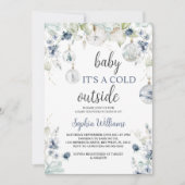 冬の赤ちゃん お外は寒いよ シャワー招待状 招待状 (正面)