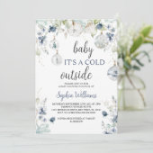 冬の赤ちゃん お外は寒いよ シャワー招待状 招待状 (スタンド正面)