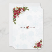 冬の赤と白のポインセチアの雪の結晶 ウェディング 招待状 (裏面)