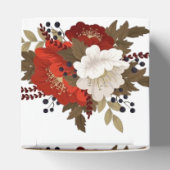 冬の赤と白の花のスクエアステッカー ワインボトル用 フェイバーボックス (上部)